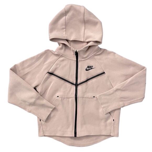 Nike Girls Tech Fleece Full-Zip Hoodie Pink Oxford Black Size Small CZ2570-601 - Picture 2 of 16
